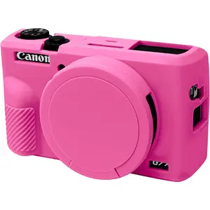 Camera Case for Canon Powershot G7 X Mark III Digital Camera, Soft Silicone Protective Cover with Removable Lens Cover, Slim Fit Anti-Scratch G7XIII Camera Accessories Sleeve(Rose)