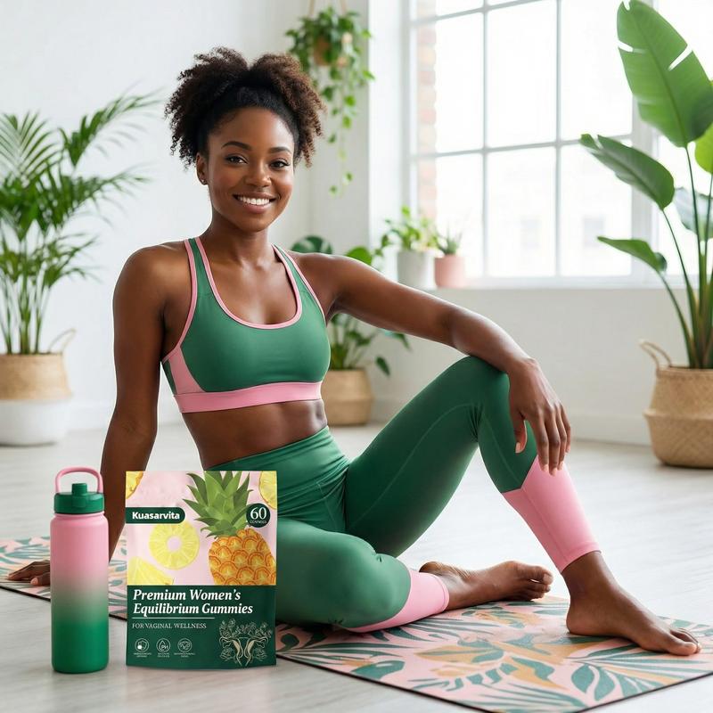 Feminine Balance Gummies Premium Hawaiian Pineapple Flavor for women pH Health Immune Energy Support Vegan Gluten-Free 60 Count