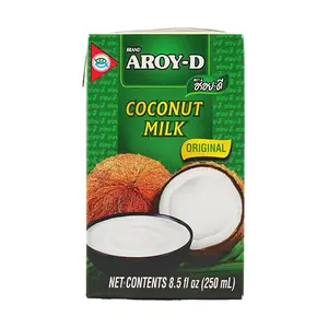 AROY-D 100% Pure Coconut Milk 250ml | No Sugar Added | Thai Dessert & Cooking Ingredient