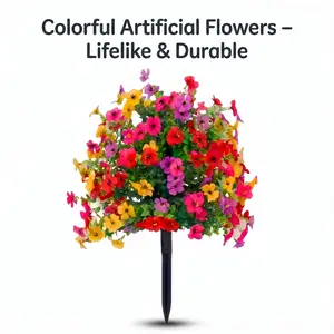 Durable Artificial Garden Spike with Lifelike Flowers – UV & Wind Resistant, Low-Maintenance Outdoor Decor for Spring and Summer