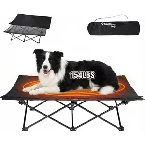 KingCamp Elevated Dog Bed for Large Dogs, Outdoor Raised Cooling Pet Cot Bed with Washable Breathable Mesh & No-Slip Feet Perfect for Camping, Backyard, Indoor Use (Large, Black)