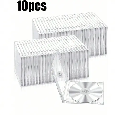 10 Pack Ultra-Thin Transparent Square CD DVD Case with Locking Feature, Single Disc Capacity, Shockproof PP Plastic, Organized Storage, Compact Storage Portable Game Storage Bag, Space Saving Storage, Storage For Organizing