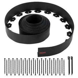 VEVOR Landscape Edging, 33 ft x 4 in Plastic Garden Border Edging with 30 Spikes & 2 Ground Stakes, No Dig, Flexible Lawn Edgings Roll, UV-Resistant Mini Fence Borders for Flower Beds Yard Paver