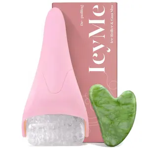 Ice Roller for Face and Gua Sha Facial Tool Set, Ice Face Roller Reduces Puffiness Relieves Migraines Skin Care Tools, Self Care Gift for Women - Pink beauty  tools Facial Scraping and Massaging Tool