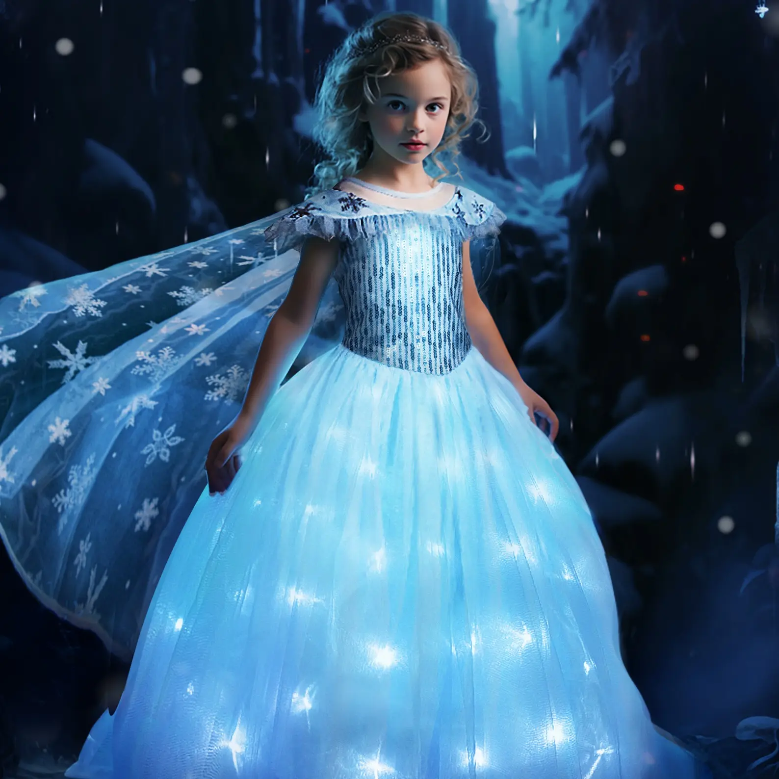 general leia blue dress Girls Mermaid Light Up Dress Ariel Princess LED Party Outfit Tulle Sea   Sun Baby