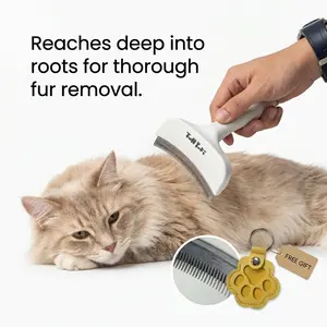 TUFFYUKI Professional Pet Deshedding Tool Gentle Undercoat Rake For Dogs Cats Reduces Shedding Fast dematting comb long hair pet fur removal cat  grooming  tool #SummerVibes #petlovers