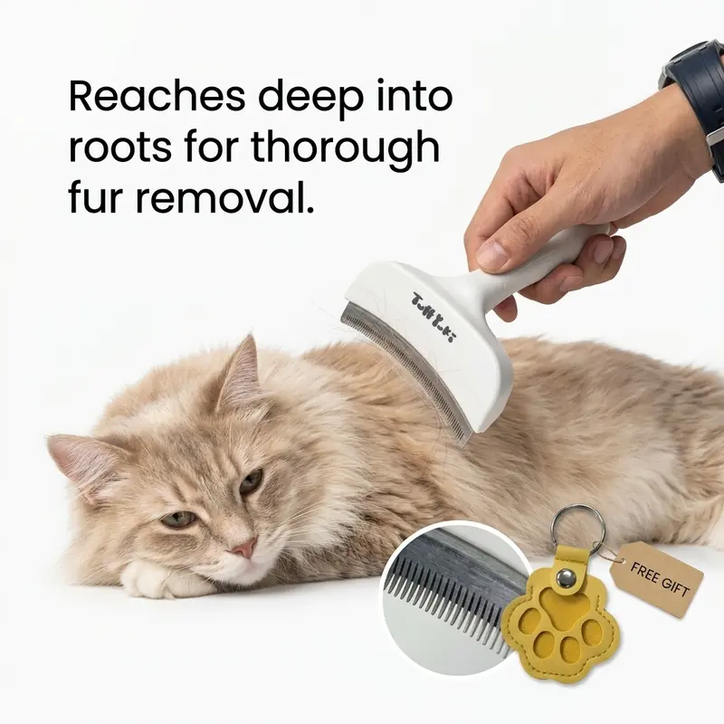 TUFFYUKI Cat Deshedding Brush Undercoat Loop Brush Alternative Extra Wide Curved Stainless Steel Grooming Rake For Cats And Dogs Loose Fur Remover For Long And Short Hair With Free Paw Charm