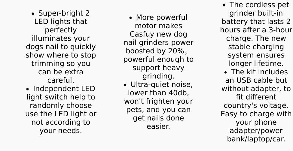 Casfuy Dog Nail Grinder with 2 LED Light - New Version 2-Speed Powerful Electric Pet Nail Trimmer Professional Quiet Painless Paws Grooming & Smoothing for Small Medium Large Dogs and Cats (Blue) Casfuy