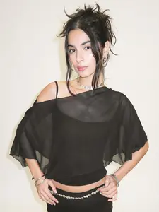 Women's Solid Color Sheer Mesh Breathable Crop Top ＆ Asymmetrical Cami Top, Fashion Casual Camisole for Daily Outdoor Wear, Ladies Clothes for Summer