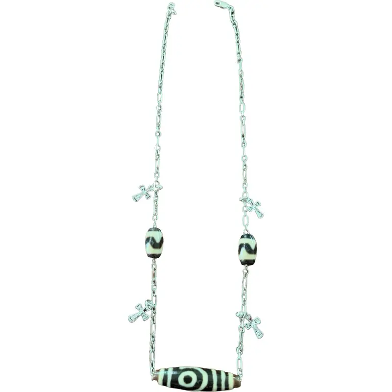 Dzi Bead, Traditional Handcrafted Amulet for Spiritual Protection, Natural Stone Pendant Jewelry