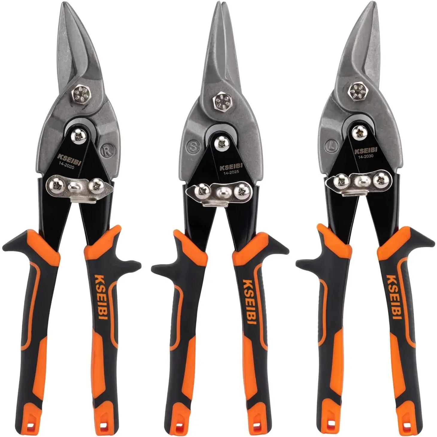 10-inch Forged Steel Self-Opening Aviation Tin Snip Cutters, 3-Pack (3-Piece Set) - 1 3/8-inch Cutting Capacity, Straight/Left/Right Cuts for Sheet Metal, Plastic, Aluminum