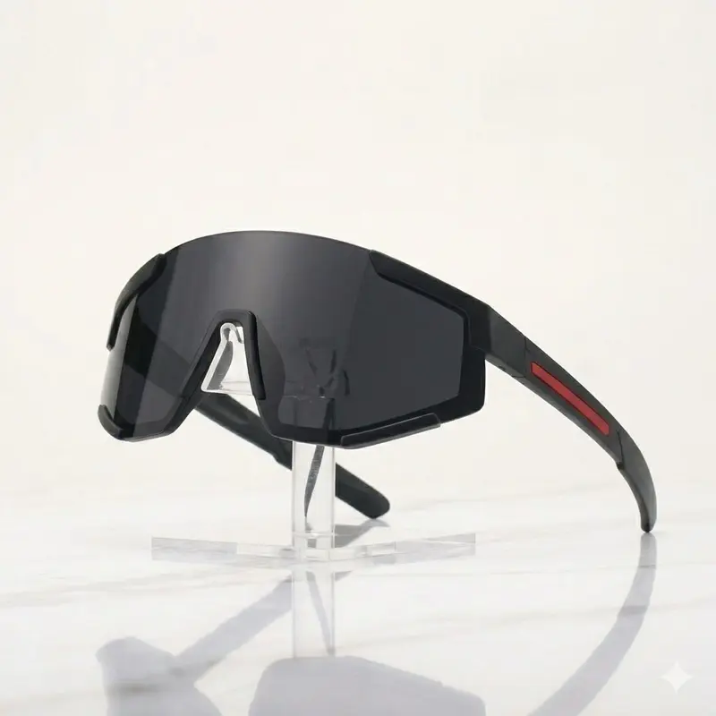 Sporty Black Sunglasses with Red Accents for Outdoor Activities