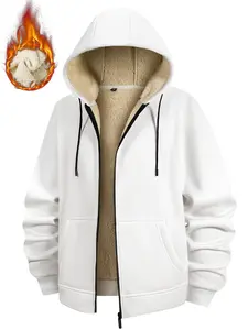 Men's Fleece Pullover Hoodie, Thickened Lamb Velvet Warm Sweatshirt, Casual Outdoor Home Winter Coat, New Style Fall & Winter Apparel, Menswear