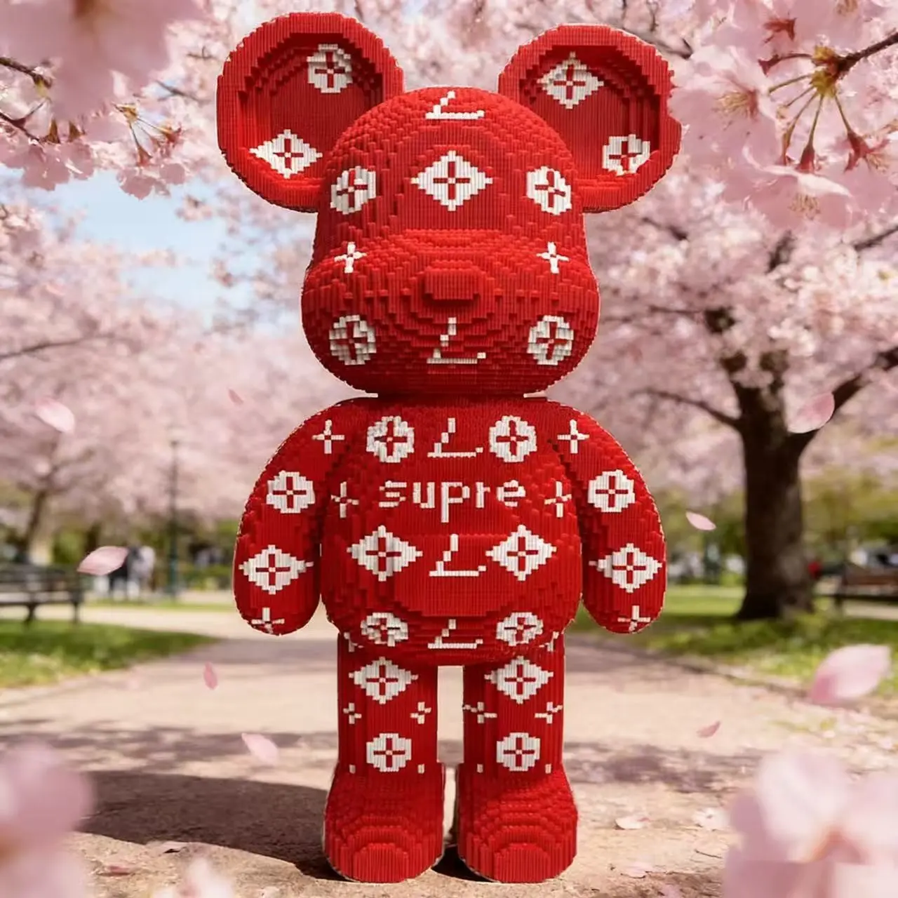 Valentine's Day Love Bear Building Block Set, 3D Puzzle Model Decoration, Stress Relief Toy, Indoor Decor Gift for Friends