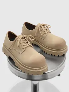 1 Pair  of Men's  Thick-Sole Big-Toe Derby Shoes | Retro Workwear Style | Vintage Leather Upper + Sawtooth Anti-Slip Sole + Comfort Lining | Daily Outings/Street Outfits, Walking Shoes, Must-Have Versatile Shoes for Trendsetters Footwear