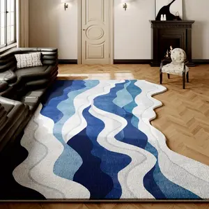 Irregular Wave Design Soft Anti-Slip Washable Carpet, Machine Washable Rug, Modern Abstract Art Rug for Living Room Bedroom Office Bathroom Entrance Door Mat, Modern Indoor Rug