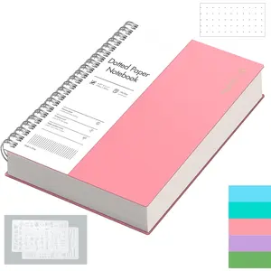 A4 Spiral Dotted Notebook - 150 Sheets (300 Pages), 100gsm Dot Grid Journal,  Softcover, -Wire Binding Journal for School, Work, Writing,  Journaling - 11.2"x8.27" Pink