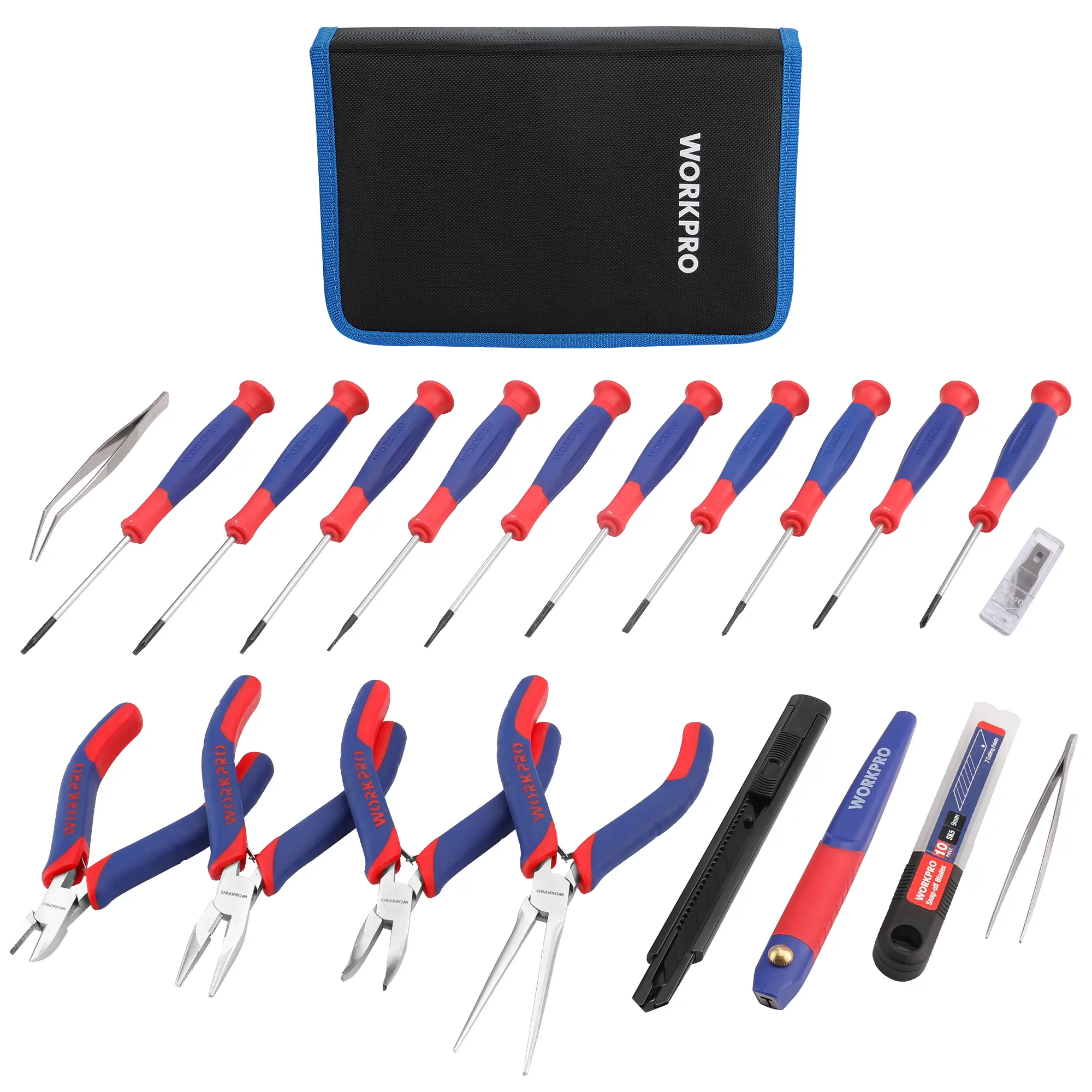 #summersale WORKPRO 33PACKS Precision Repair Tool Set Includes Pliers Set, Screwdrivers Set, Craft & Utility Knife, Tweezers, Electronic Repair Tool Kit with Pouch for Laptops, Phones, Computer & Gaming Accessories
