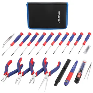WORKPRO 33PACKS Precision Repair Tool Set Includes Pliers Set, Screwdrivers Set, Craft & Utility Knife, Tweezers, Electronic Repair Tool Kit with Pouch for Laptops, Phones, Computer & Gaming Accessories
