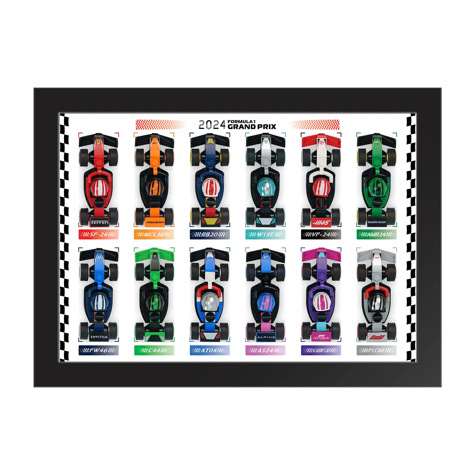 【Cars Not Included】Display Wallboard for 71049 -  Race Cars, Frame for Car Wall Mount Display Lover
