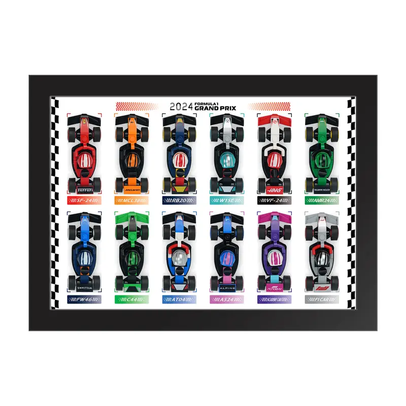 PopBricks Race Wall Mount Display Stand Organiser Set - Wallboard Frame Fits 71049 Model, 12 Mini Race Cars, Ideal for Collectors, Bedroom & Game Rooms, Great for Birthdays (Cars Not Included)