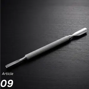 Stainless Steel Double-Ended Cuticle Pusher & Nail Cleaner - 9mm Pusher Side, Scraper Cleaner Side, Manicure Tool for Adults, Single Item Nail Care Set