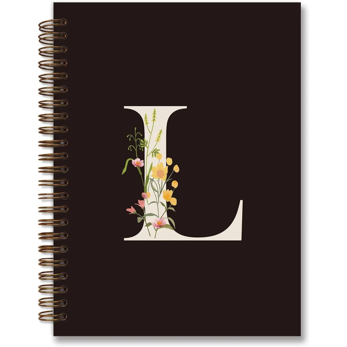 Trendy Personalized Journal Hardcover Spiral Notebook,Black Initial Letter L Notebook,Monogrammed Gifts for Women Teen Girl,College Ruled Hardcover Spiral Notebook 5.5 x 8.3