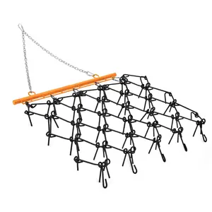 GARVEE 4' x 4' Heavy Duty Chain Drag Harrow with 3/8" Tines, Compatible with Tractors, ATV, UTV, Lawn Tractors for Soil Leveling, Grading, Breaking Up Soil, Garden Towing, Field, Yard, and Farm Use