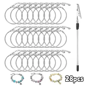 28 pcs Charm Snake Chain Bracelet Set and tool, holder Adjustable 6.4Inch Bracelet with Lobster Clasp Extension Chain,DIY Jewelry Making Supplies for Women,Handmade Bracelet Kit for Craft,Gift for Her graduation mini