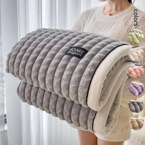 plaid pattern plush soft fluffy blanket, 1/2 counts lightweight soft comfortable warm throw blanket, room accessories bedding blanket supplies for home bedroom sofa couch dormitory travel, soft comfy blanket, soft fleece blanket