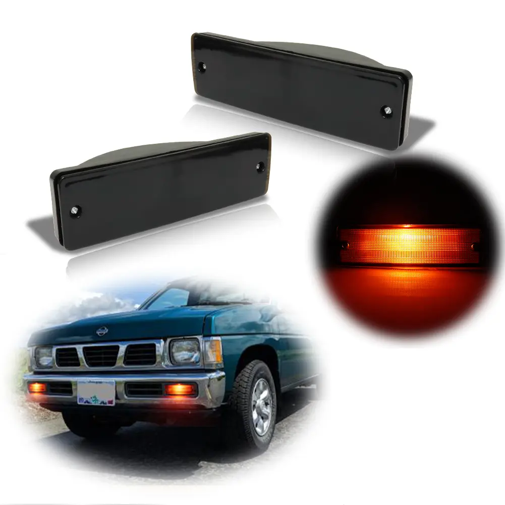 2pcs Smoke Front Bumper Signal lamps Light for 1988-1997 Nissan D21 Hardbody / 1988-1995 Pathfinder,Replace OEM NI2521108 / NI2520108