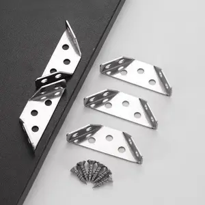 Universal Furniture Corner Connector, Stainless Steel Corner Bracket with Screws, Furniture Triangle Support for Shelves, Cabinets, Tables, Chairs