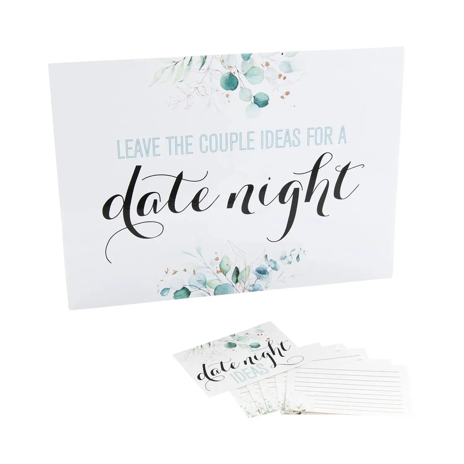 Bridal Shower Date Night Cards & Sign Kit - 101 Pc., Fun, Table, Stationery, Set, Writing, Conversation, Foam Sign, Instructions, Date Ideas, Double-Sided
