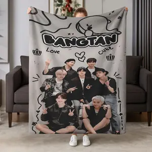 1pc Bulletproof Boy Group Flannel Throw Blanket, Comfortable Warm Nap Blanket for Sofa Bed Car Office Pet, Birthday Christmas Gift