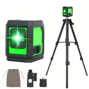 2-wire high-precision laser level, Laser Leveler Tool, with its own magnetic, green beam, automatic leveling, equipped with adjustable tripod for image suspension, floor laying, building decoration, home decoration, DIY tools