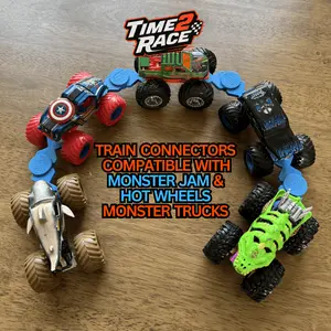 Monster Truck Train Connectors (4pc) - Universal Train Adapters for Hot Wheels and Monster Jam (4 Pack)