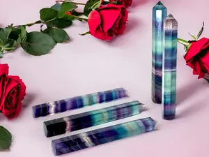 Rainbow Fluorite Tower 106mm Natural Crystal Point Generator Point Polished Fluorite Tower for Healing & Reiki US Quality