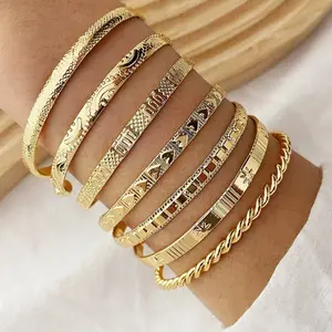 7-piece gold bracelet set, multi-layer adjustable women's bracelet set, suitable for teen girls Christmas gift bracelets Multilayered Bangles Boho Style Bangles