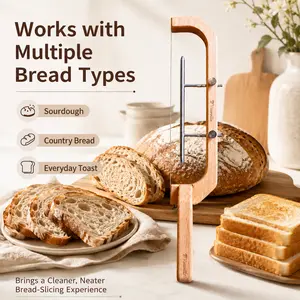 Vistavellia Adjustable Sourdough Bread Knife Guide – Wooden Bread Slicer for Even, Clean Slices