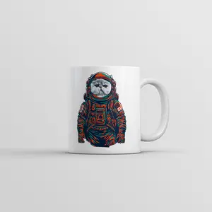 Space Kitty Mug Cool Astronaut Kitten Graphic Coffee Cup - 11oz Funny Coffee Mugs Ceramic Printed Drinkware Cup