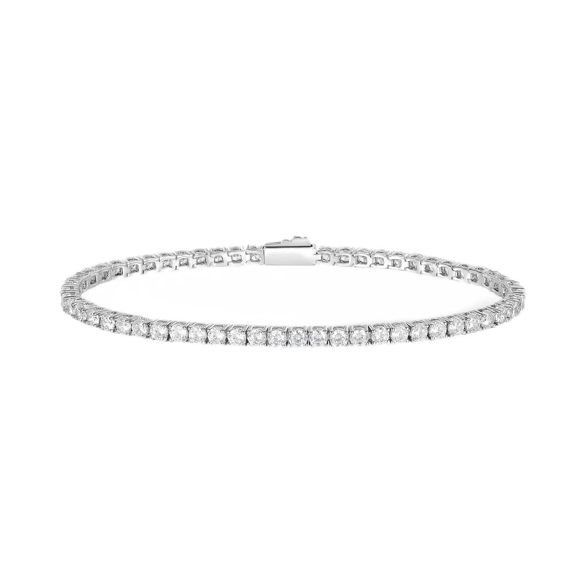 MDFUN 4-5MM Unisex Iced Out Tennis Bracelet, Round Cut Cubic Zirconia, Luxury Streetwear Costume Jewelry, Bracelets for Women, Model BC-26374-W