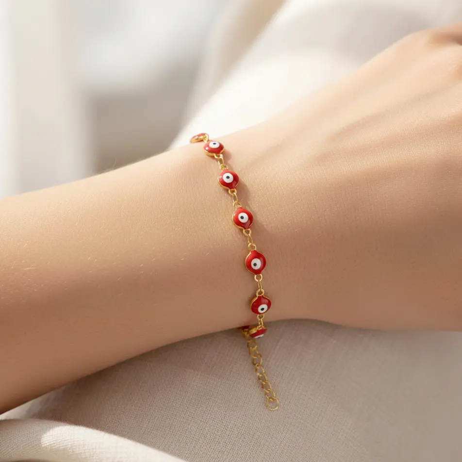 Turkish Lucky Bracelet Multicolor Beads Evil Eye Enamel Bead 18K gold plated Amulet Make for Women Lucky Gift