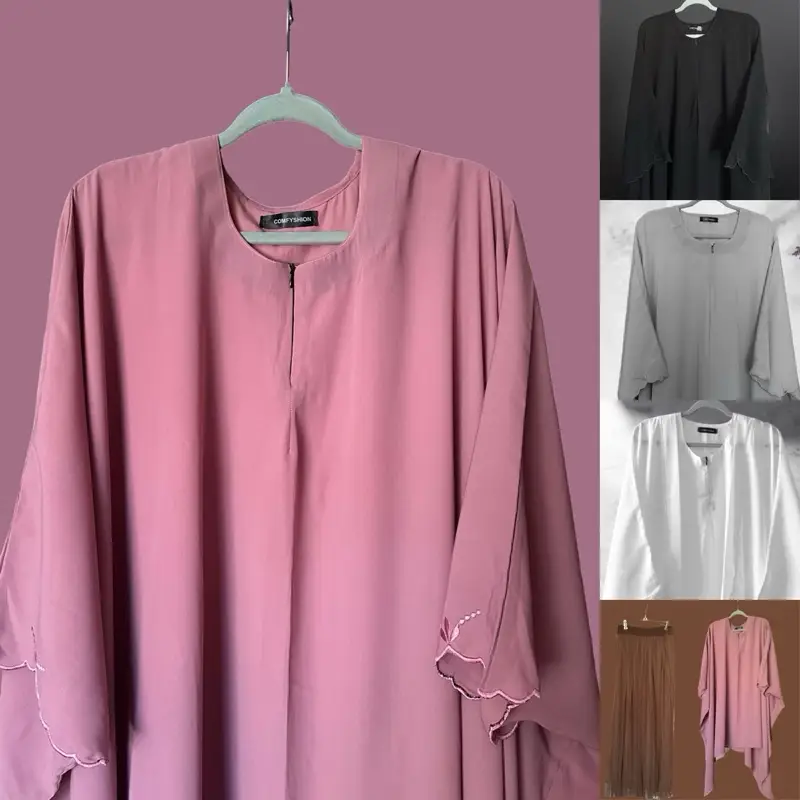 Comfyshion Closed Abaya Top - Lightweight Fabric, Adjustable Drawstring Closure, Versatile Design, Ideal for Various Occasions on abayas eid outfit