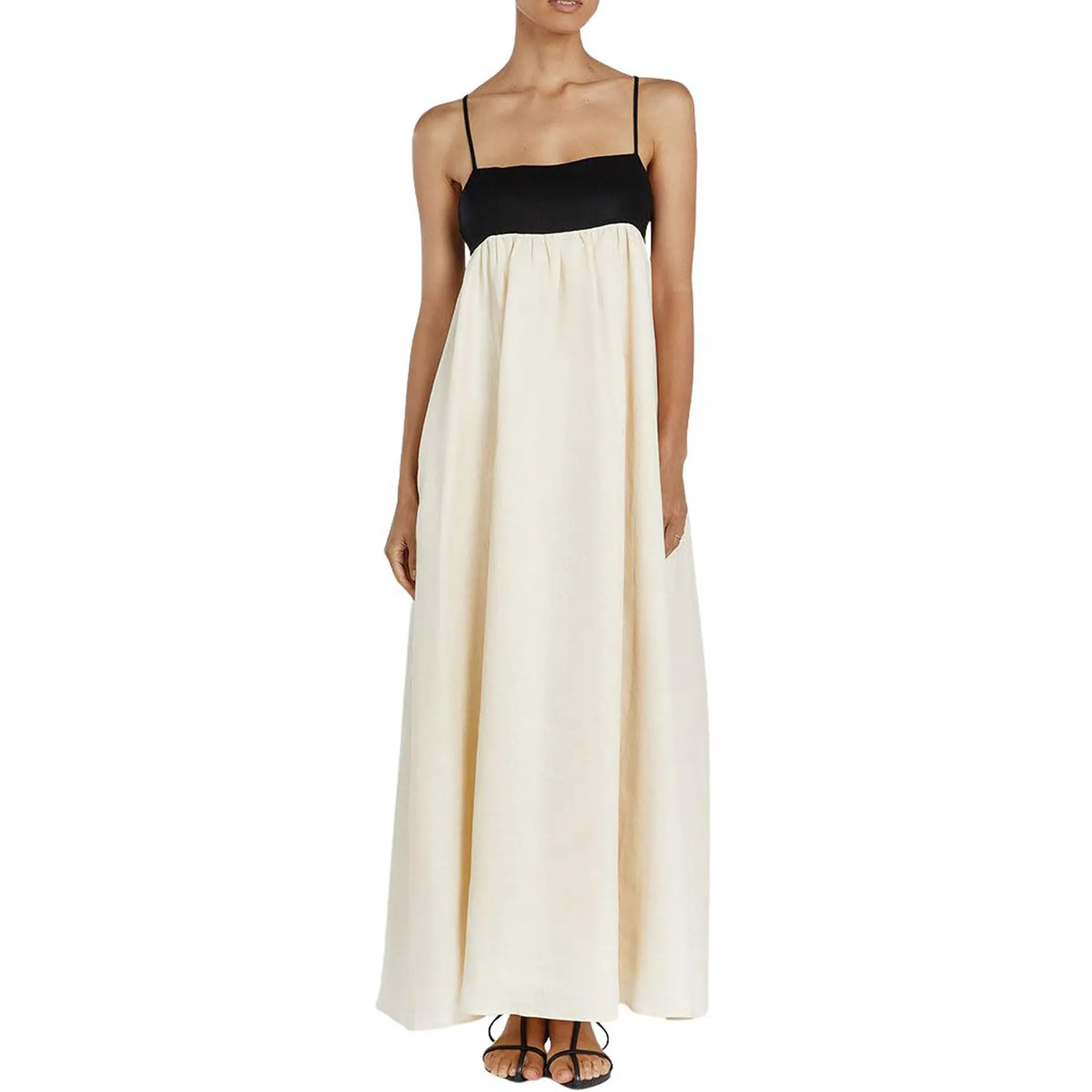 long flowy linen dress Rosarium Fleur Silk Linen Maxi Dress