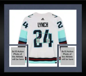Framed Marshawn Lynch Seattle Seahawks Autographed White Lynch Seattle Kraken Jersey - Limited Edition of 24 - Fanatics Authentic Certified