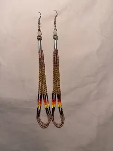 Brown/Gold Beaded Dangle Earrings.