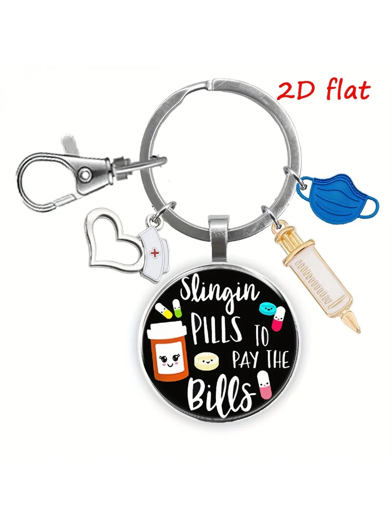 1pc of Pharmacy Technician Time Gem Keychain, Medical Type Glass Keychain, Keychain Charm, Key Charms, Nurse Appreciation Gift, School Graduation Gift