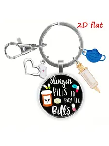 1pc of Pharmacy Technician Time Gem Keychain, Medical Type Glass Keychain, Nurse Appreciation Gift, School Graduation Gift