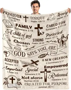Christian Gifts for Men Women, Christian Blanket Fathers Day Blankets for Dad Grandpa Uncle Gifts Birthday Gifts for Women Men Religious Gifts Blanket Bible Verse Inspirational Gifts 50"x60"