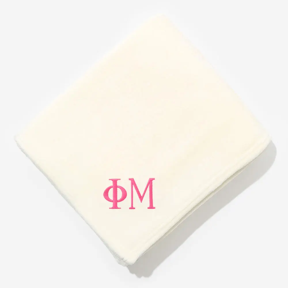 Phi Mu Plush Blanket | Ivory